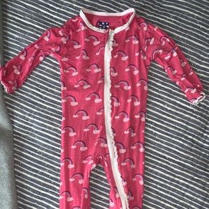 Kickee Pants bubblegum rainbow ruffle coverall